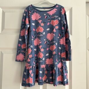 Tea Collection Floral Long Sleeve Ruffle Hem Dress Cotton Size 6 Girls